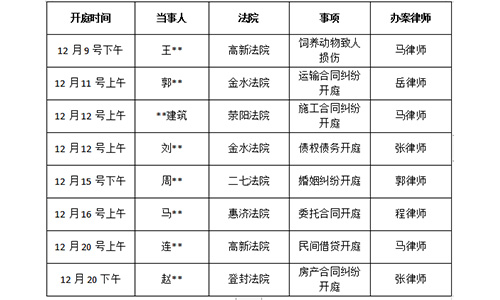 锦盾2022年12月部分办案安排